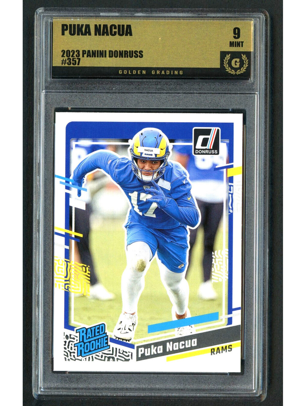 2023 Panini Donruss  Rated Rookie Puka Nacua #357 Rookie (RC) Graded Mint 9